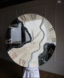 Resin Round King Clock Marble black & white