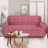 Stretch Elastic Sofa Covers White Flowers Print - HV150
