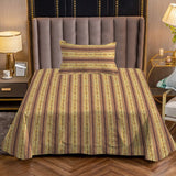 Single Bed Sheet Brown Lines design - Zipper Cover
