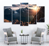 Small Wall Frame Mountains and Sun Maguari Store SYNTHETIC CANVAS 5 DIVIDED 