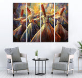Small Wall Frame Sufism Colorful Oil Painting - 5 Divided Wall Frame