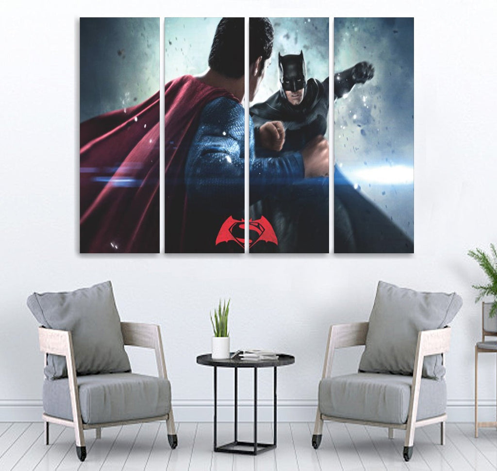 Small Wall Frame Superman and Batman Maguari Store SYNTHETIC CANVAS 4 DIVIDED 
