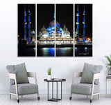 Small Wall Frame Mosque with Blue Lighting - 5 Divided Wall Frame