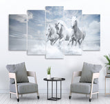 Small Wall Frame White Horses - 5 Divided Wall Frame