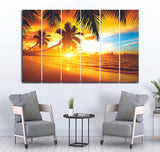 Small Wall Frame Coconut Trees Sunset - 5 Divided Wall Frame