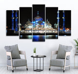 Small Wall Frame Mosque with Blue Lighting - 5 Divided Wall Frame