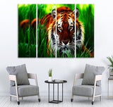 Small Wall Frame Tiger with Green Grass
