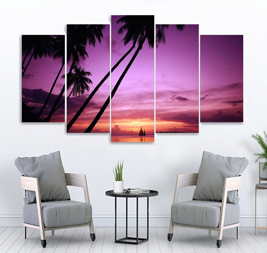 Small Wall Frame Purple Sunset View - 5 Divided Wall Frame