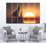 MEDIUM WALL FRAME BOAT AND SUNSET - 5 Divided Wall Frame