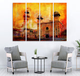 Small Wall Frame Mosque Maguari Store SYNTHETIC CANVAS 4 DIVIDED 