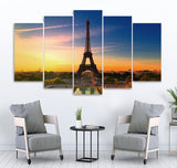 Small Wall Frame Eiffel Tower and Sunlight - 5 Divided Wall Frame