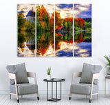 MEDIUM WALL FRAME COLOURFUL TREES AND WATER - 5 Divided Wall Frame