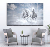 Small Wall Frame White Horses - 5 Divided Wall Frame