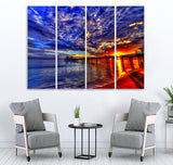 Small Wall Frame Sunset Blue and Red - 5 Divided Wall Frame