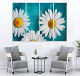Medium wall frame white flower - canvas - 4 divided