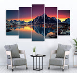 Small Wall Frame Sunset Mountain - 5 Divided Wall Frame