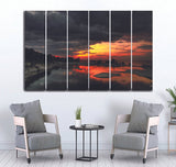 Small Wall Frame Black Clouds - 5 Divided Wall Frame