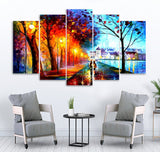 Small Wall Frame Oil Painting Trees - 5 Divided Wall Frame