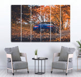 Small Wall Frame Blue car and Autumn Leafs - 5 Divided Wall Frame