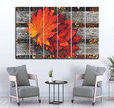Small Wall Frame Maple leaf Orange - 5 Divided Wall Frame