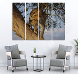 Small Wall Frame Leopard on Tree Maguari Store SYNTHETIC CANVAS 4 DIVIDED 