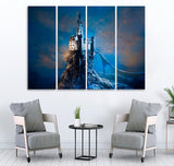 Small Wall Frame Castle on Hill Maguari Store SYNTHETIC CANVAS 4 DIVIDED 
