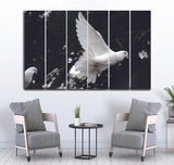 Small Wall Frame White Pigeon - 5 Divided Wall Frame