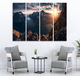 Small Wall Frame Mountains and Sun Maguari Store SYNTHETIC CANVAS 4 DIVIDED 