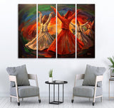 Medium wal frame sufi - oil painting  - canvas - 4 divided