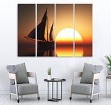 Small Wall Frame Boat and Sunset - 5 Divided Wall Frame