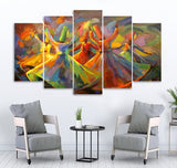 Small Wall Frame Colorfull Sufism Oil painting - 5 Divided Wall Frame