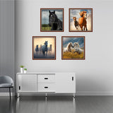 Removable Décor Horse Wall Paper (Set of 4) - 5 Divided Wall Frame