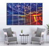 MEDIUM WALL RAME SUNSET BLUE AND RED - 5 Divided Wall Frame