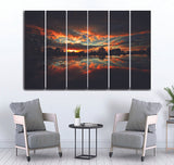 Small Wall Frame Darkest Sunset View Maguari Store SYNTHETIC CANVAS 6 DIVIDED 