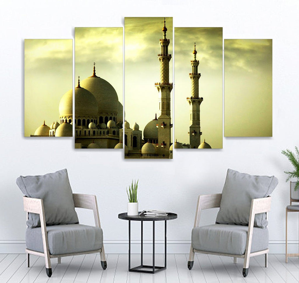 Small Wall Frame Mosque Olive Color - 5 Divided Wall Frame