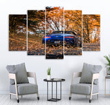 Small Wall Frame Blue car and Autumn Leafs - 5 Divided Wall Frame