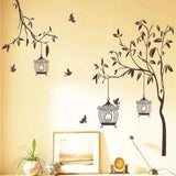Pvc  wall sticker trees birds and cages