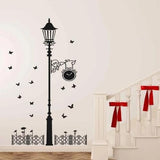 Pvc wall sticker lamp clock and birds