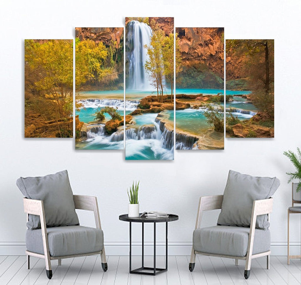 Small Wall Frame Autumn Trees Waterfalling - 5 Divided Wall Frame