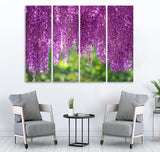 Small Wall Frame Purple Wisteria Flowers - 5 Divided Wall Frame