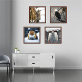 Removable Décor Winter Season Animals Wall Paper (Set of 4) - 5 Divided Wall Frame