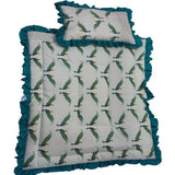 Peacock Print Sea Green (White) Baby Comforter Set 2 Pcs