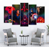 Small Wall Frame Animated Super Heroes - 5 Divided Wall Frame
