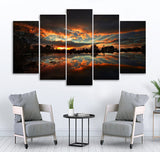 Small Wall Frame Darkest Sunset View Maguari Store SYNTHETIC CANVAS 5 DIVIDED 