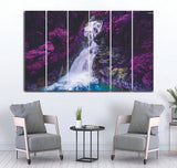 Small Wall Frame Waterfalling Purple Flowers - 5 Divided Wall Frame