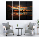 Small Wall Frame Darkest Sunset View Maguari Store SYNTHETIC CANVAS 4 DIVIDED 