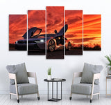 Small Wall Frame Car with Orange Cloud - 5 Divided Wall Frame