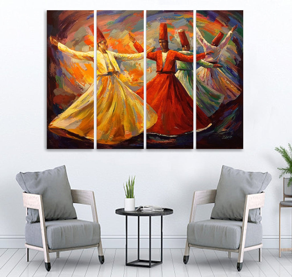 Small Wall Frame Sufism Oil Painting Maguari Store SYNTHETIC CANVAS 4 DIVIDED 