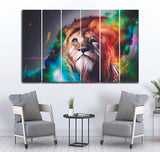 Small Wall Frame Lion in Multi Colors - 5 Divided Wall Frame