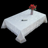 Jacquard White Table Cloth with Embroidery lace Pack Of 10 - KN100